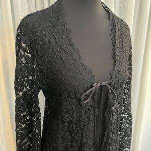 Miss Elaine Black Floral Lace Robe